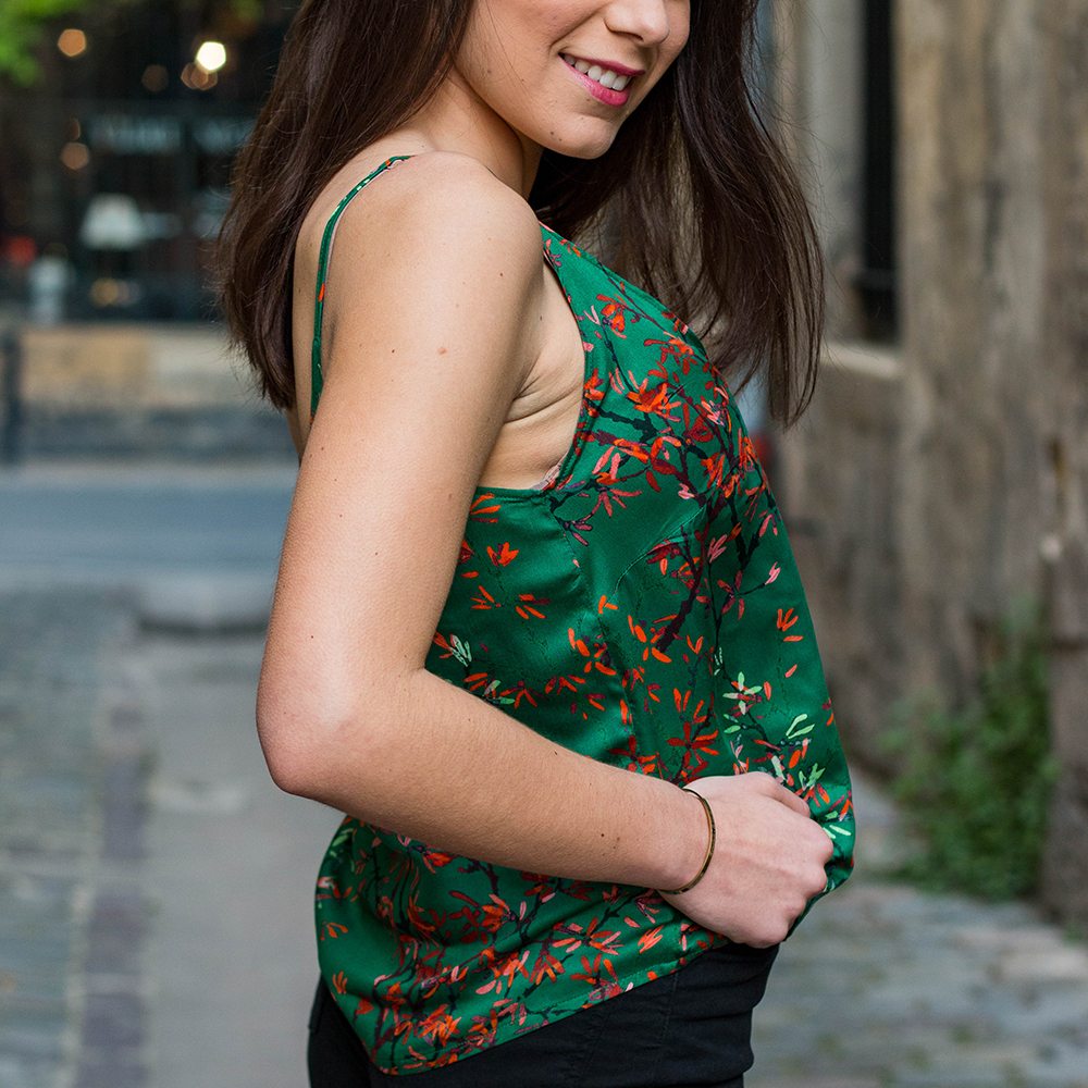 Débardeur bretelle ZUVY imprimé vert kimono 100% viscose 2