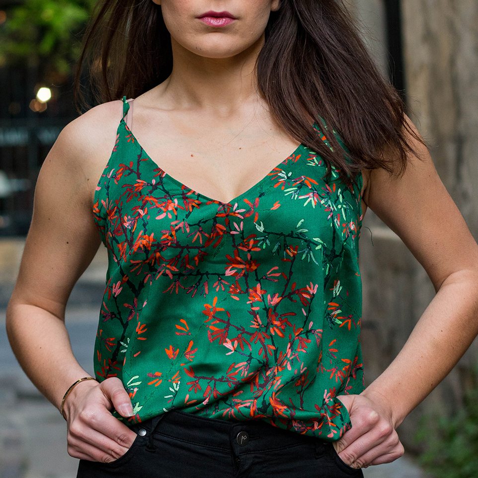 Débardeur bretelle ZUVY imprimé vert kimono 100% viscose 5