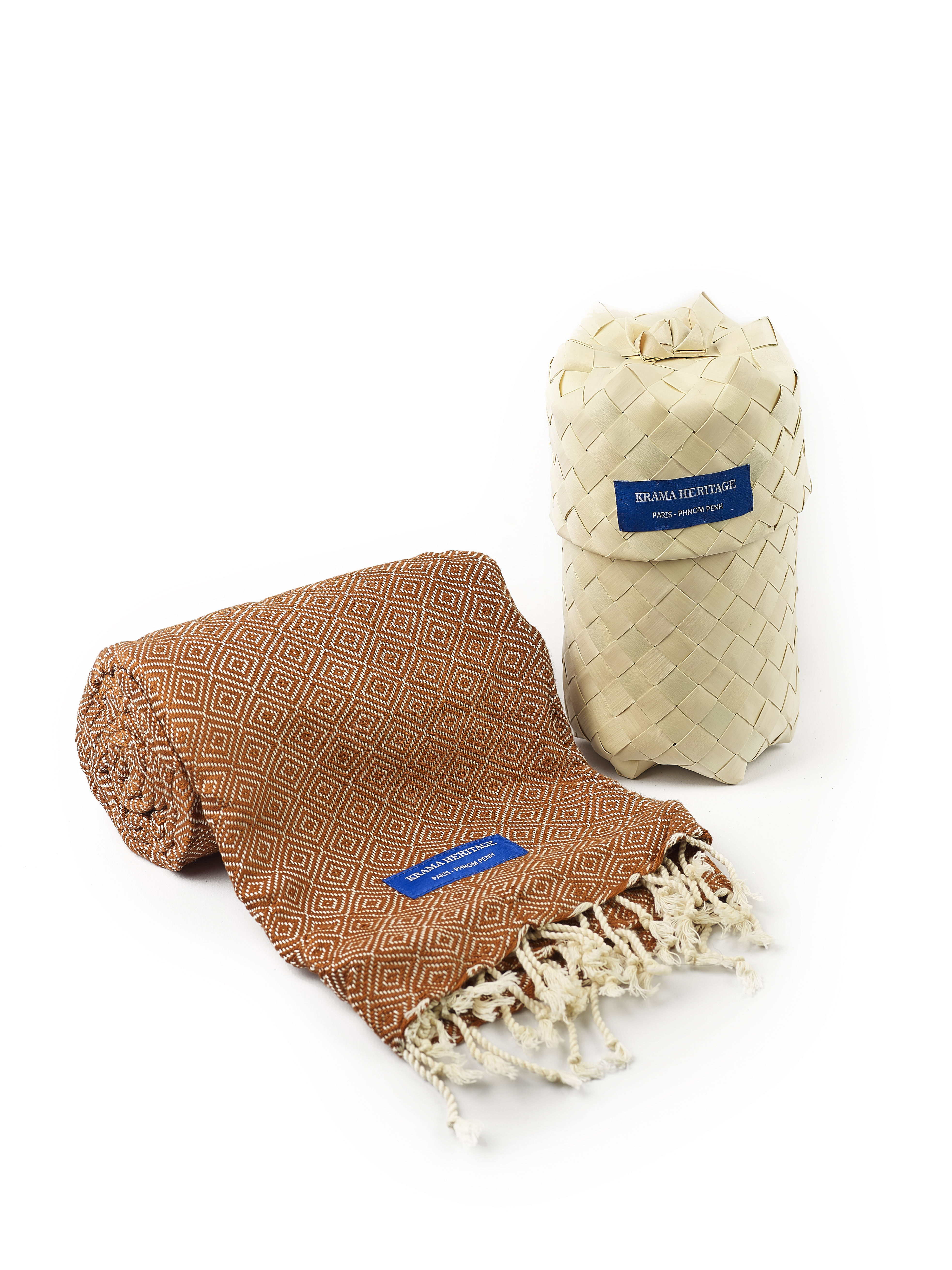 Le Grand Krama Chaud Beige Ocre  2