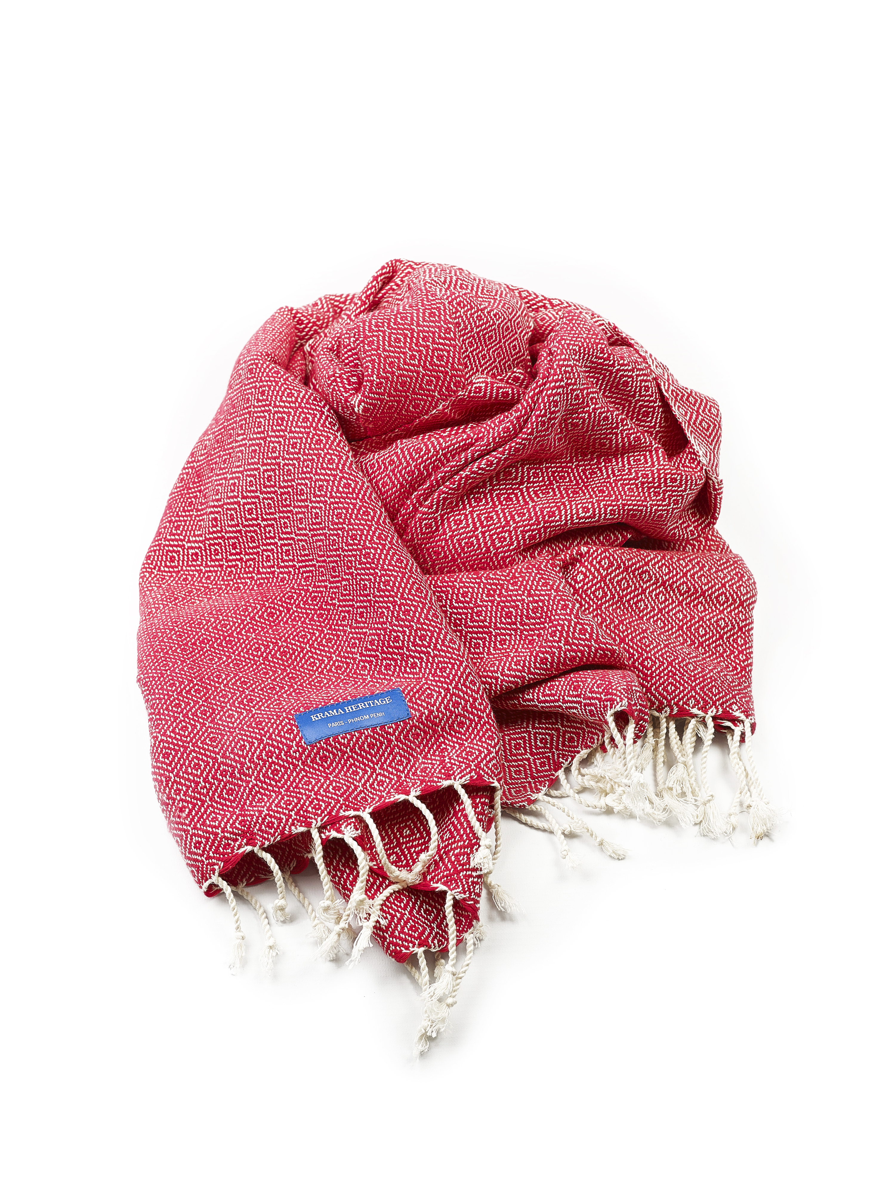 Le Très Grand Krama Chaud Rouge Cerise (format Plaid) 3