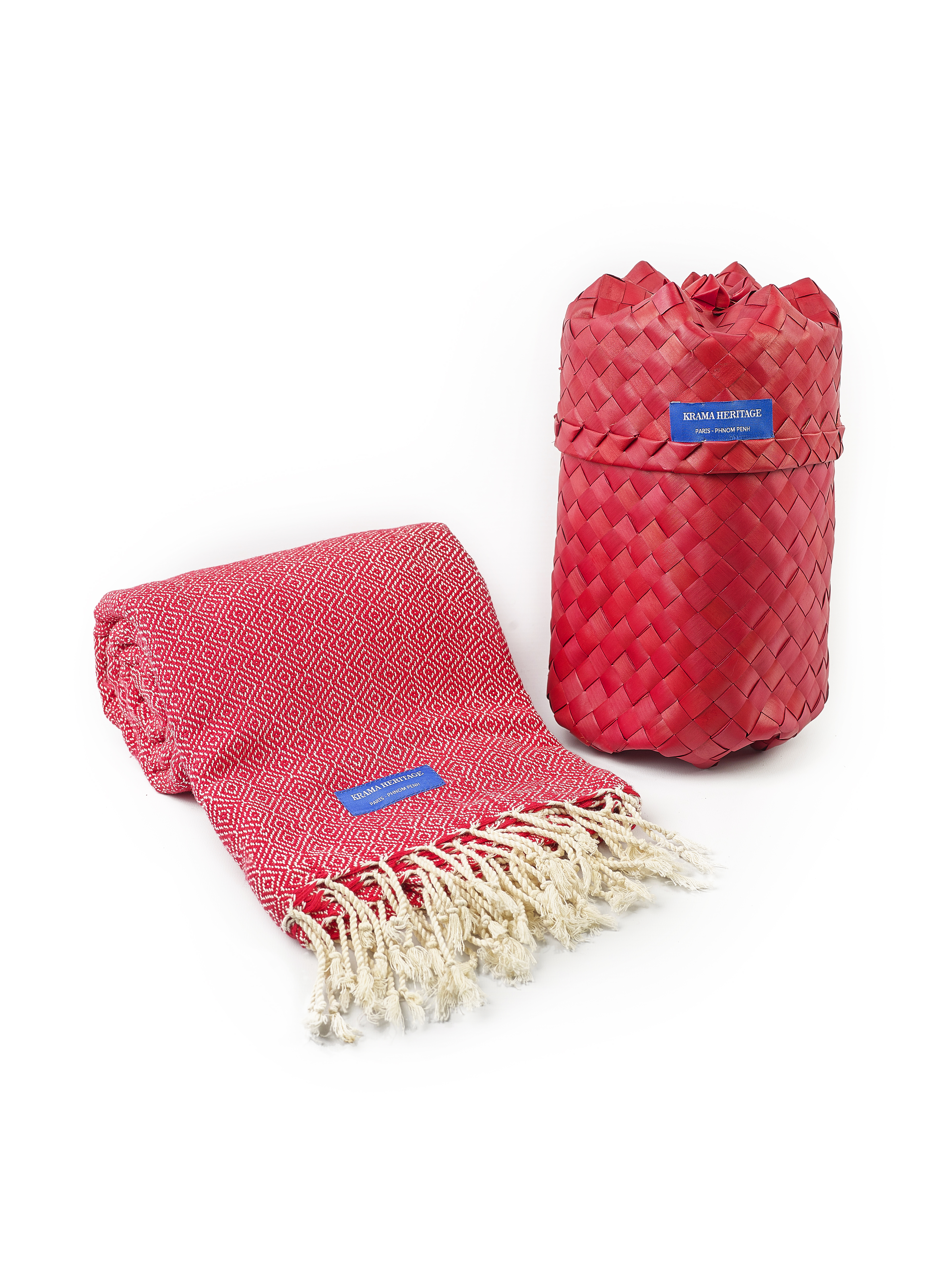 Le Très Grand Krama Chaud Rouge Cerise (format Plaid) 2