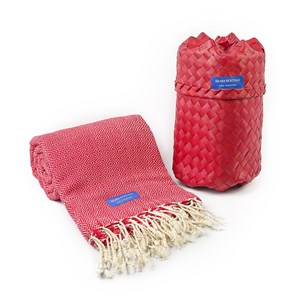 Le Très Grand Krama Chaud Rouge Cerise (format Plaid)