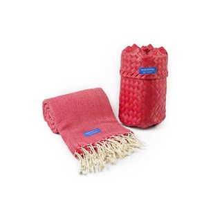 Le Très Grand Krama Chaud Rouge Cerise (format Plaid)