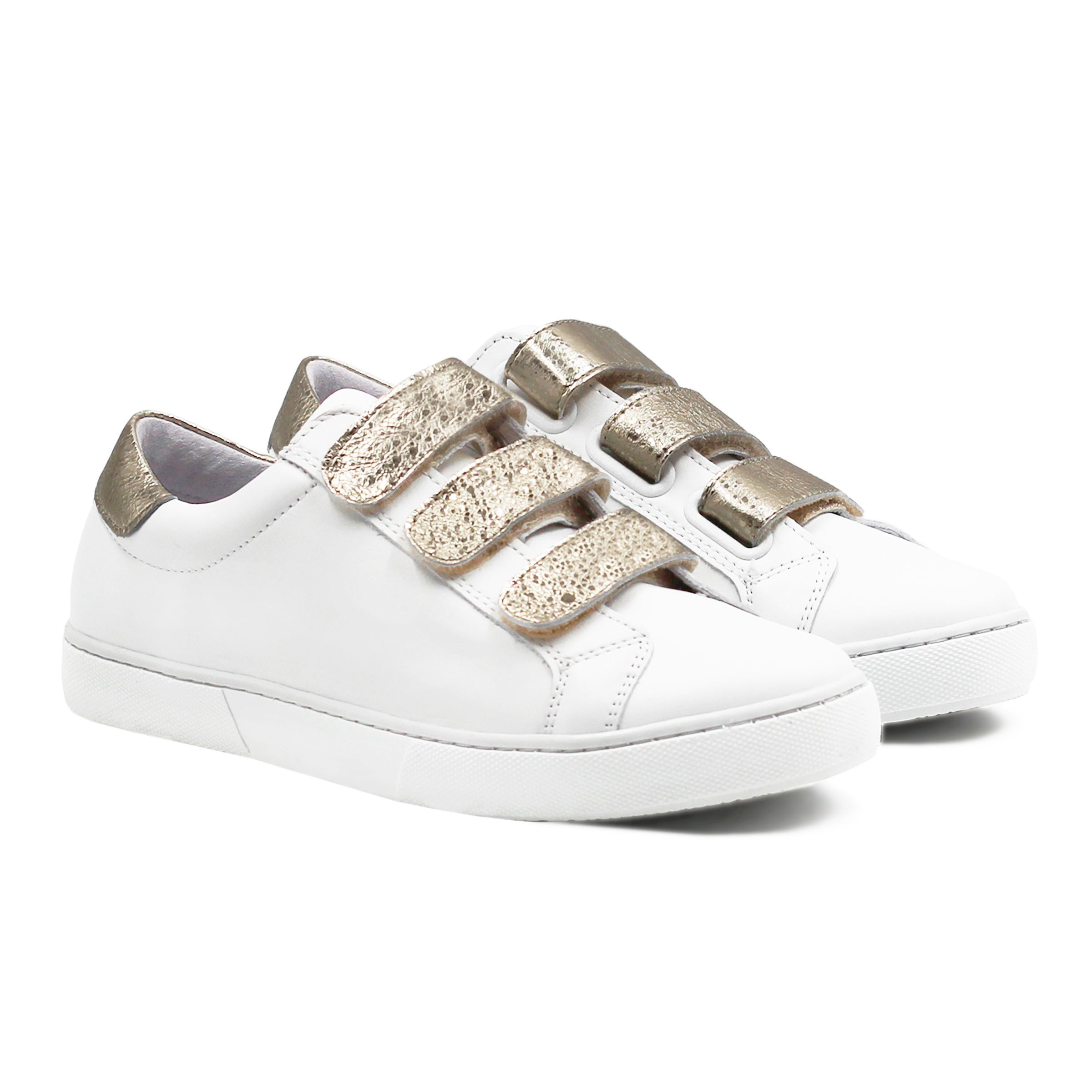 Baskets a scratch cuir blanc dore JULES JENN Dream Act