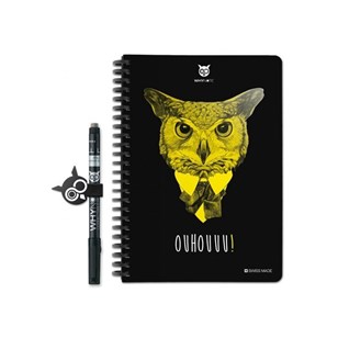 Why Note Book, le carnet A5 réutilisable - Chouette jaune