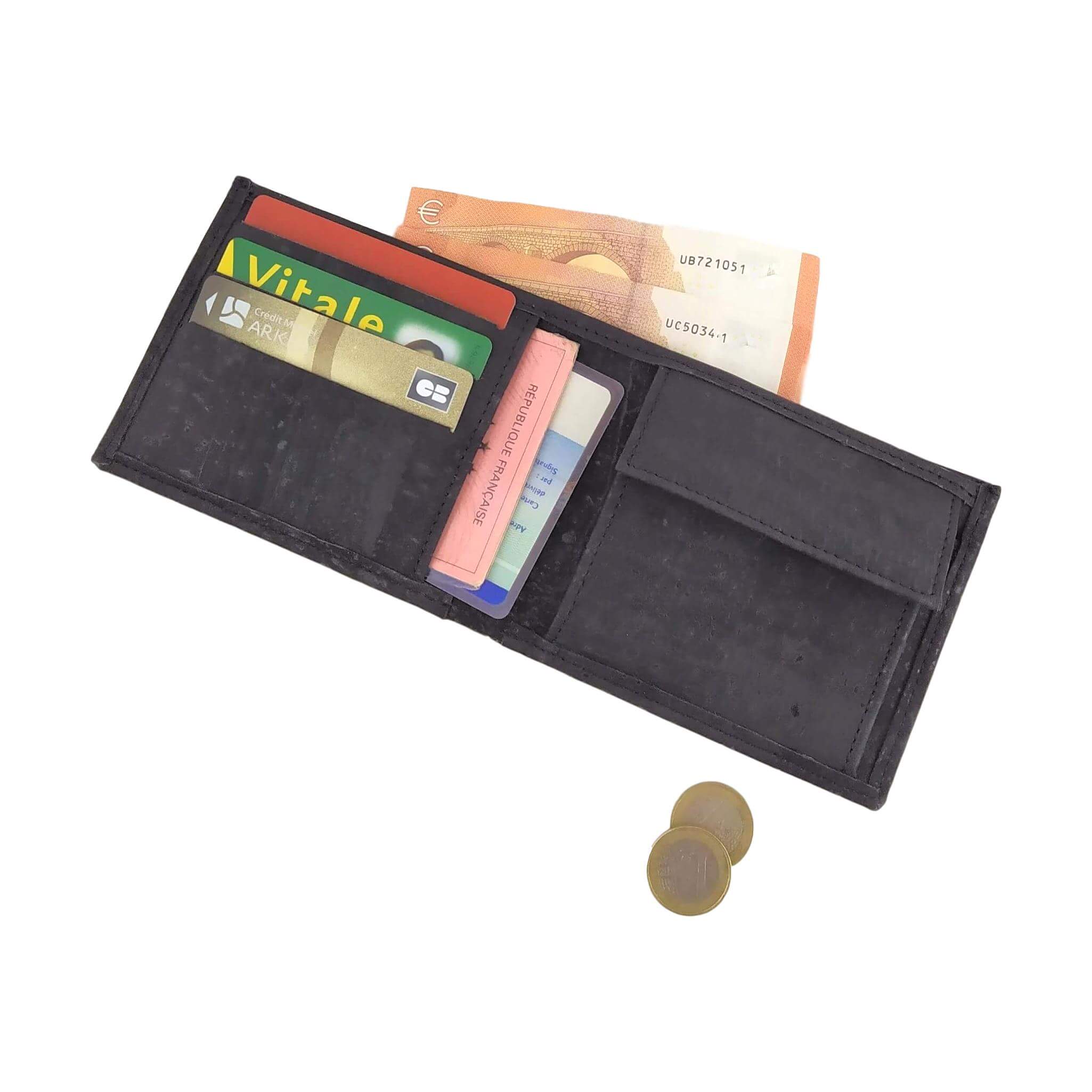 Portefeuille homme en liège Jules noir 4