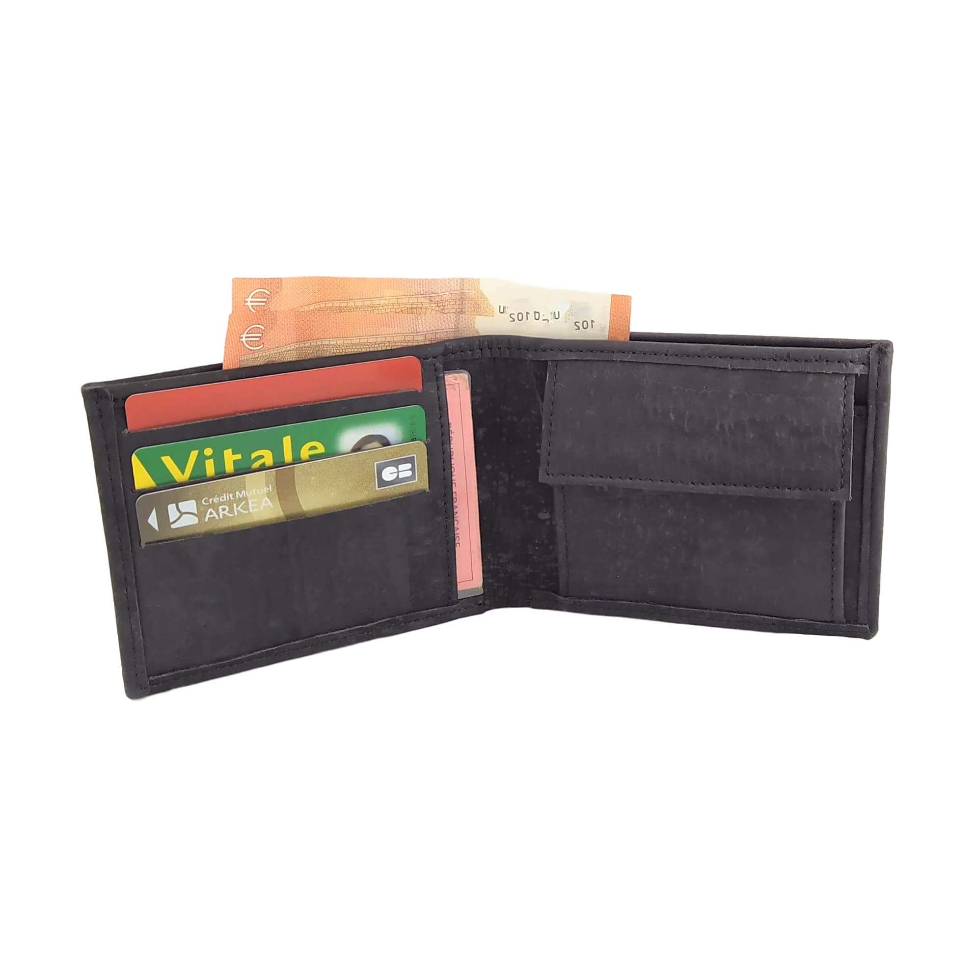 Portefeuille homme en liège Jules noir 5