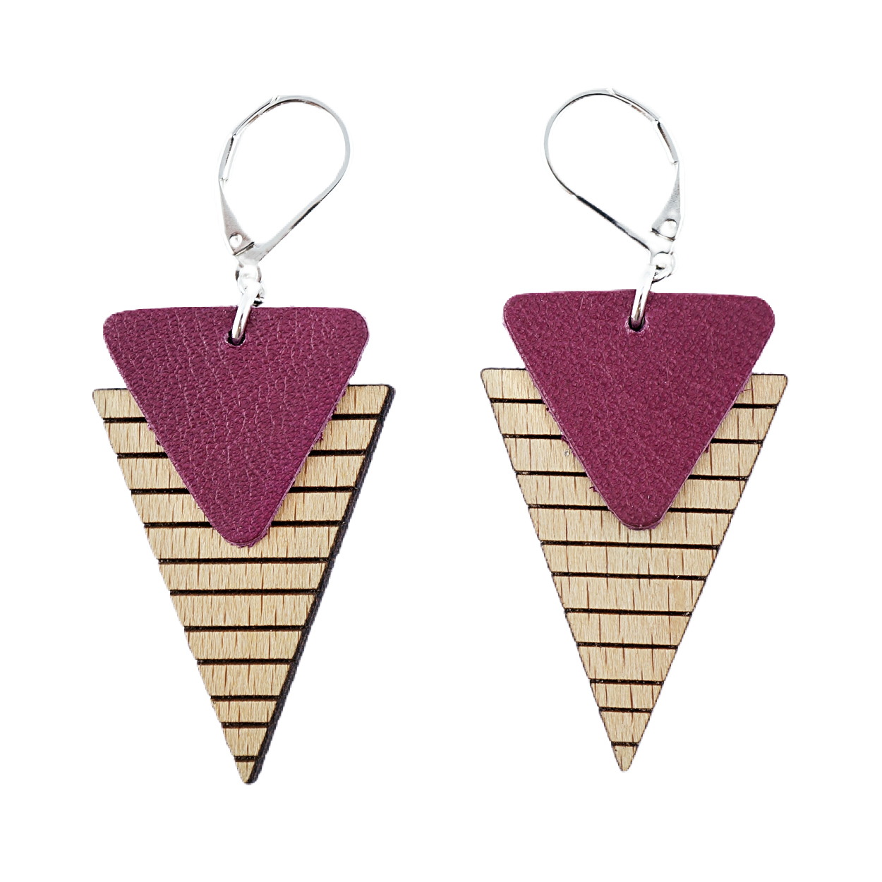 Boucle en bois et cuir MARINIERE Prune 3