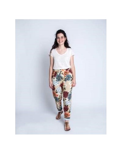 PANTALON FLUIDE ZICOLE - 100 EcoVero imprimé fleurs beige