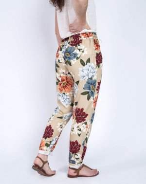 PANTALON FLUIDE ZICOLE - 100 EcoVero imprimé fleurs beige
