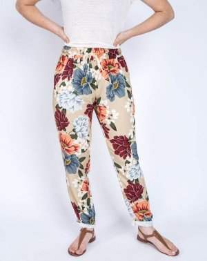 PANTALON FLUIDE ZICOLE - 100 EcoVero imprimé fleurs beige