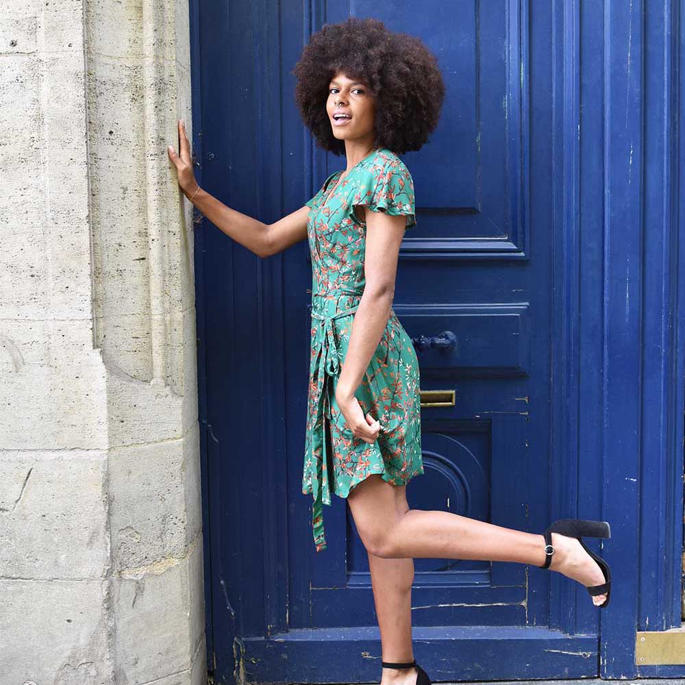 ROBE ZURAS IMPRIME KIMONO À MANCHES PAPILLON IMPRIMÉ 2