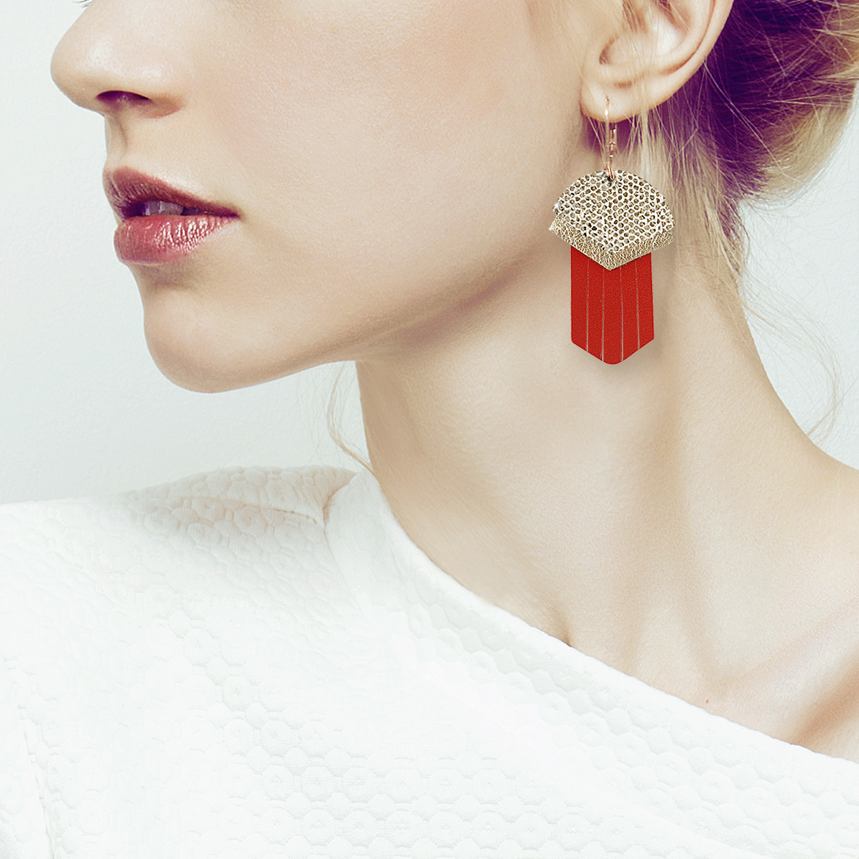 Boucles d'oreilles en cuir APACHE Rouge 3
