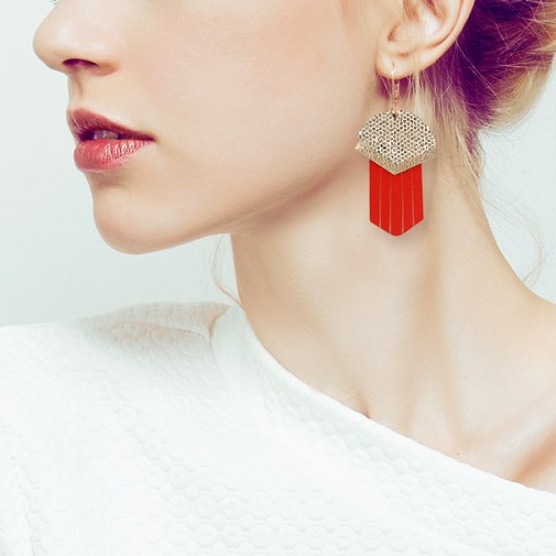 Boucles d'oreilles en cuir APACHE Rouge
