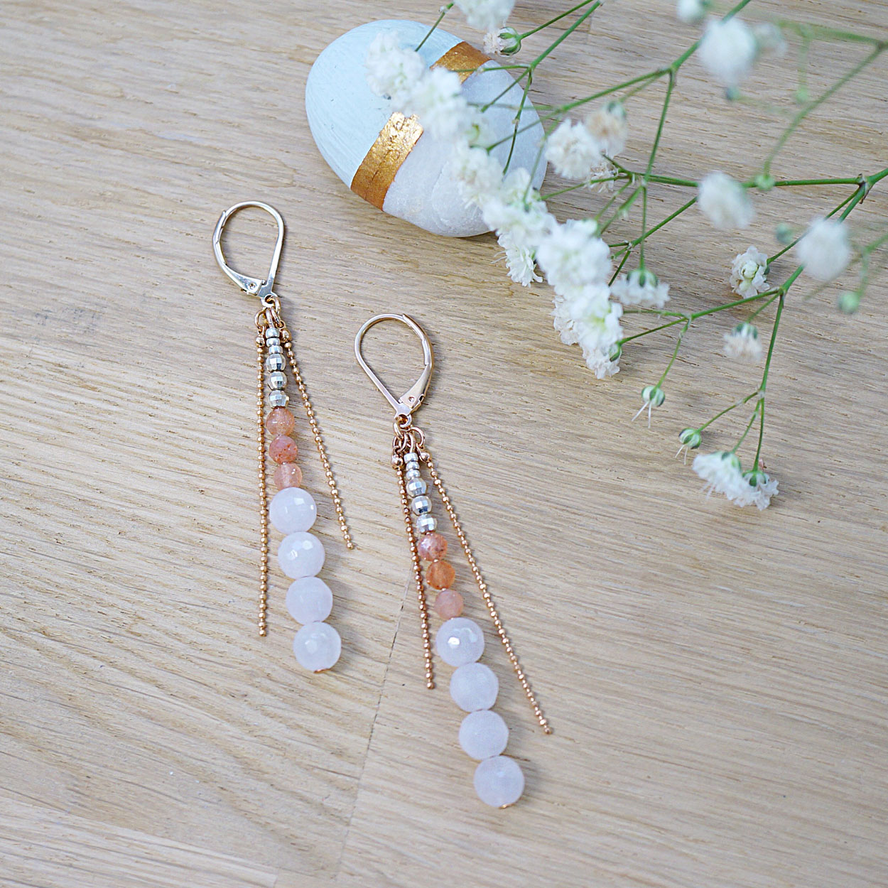 Pendantes pierres fines BOHEME Rose 5