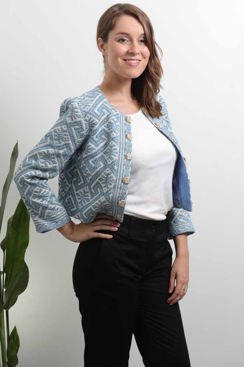 veste Tai Dam en coton biologique indigo clair