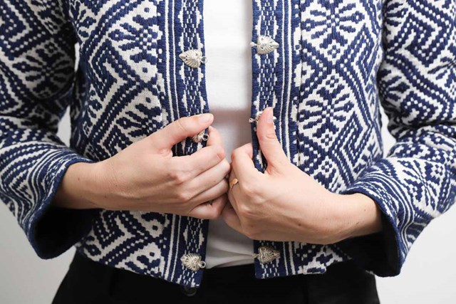 veste Tai Dam en coton biologique indigo