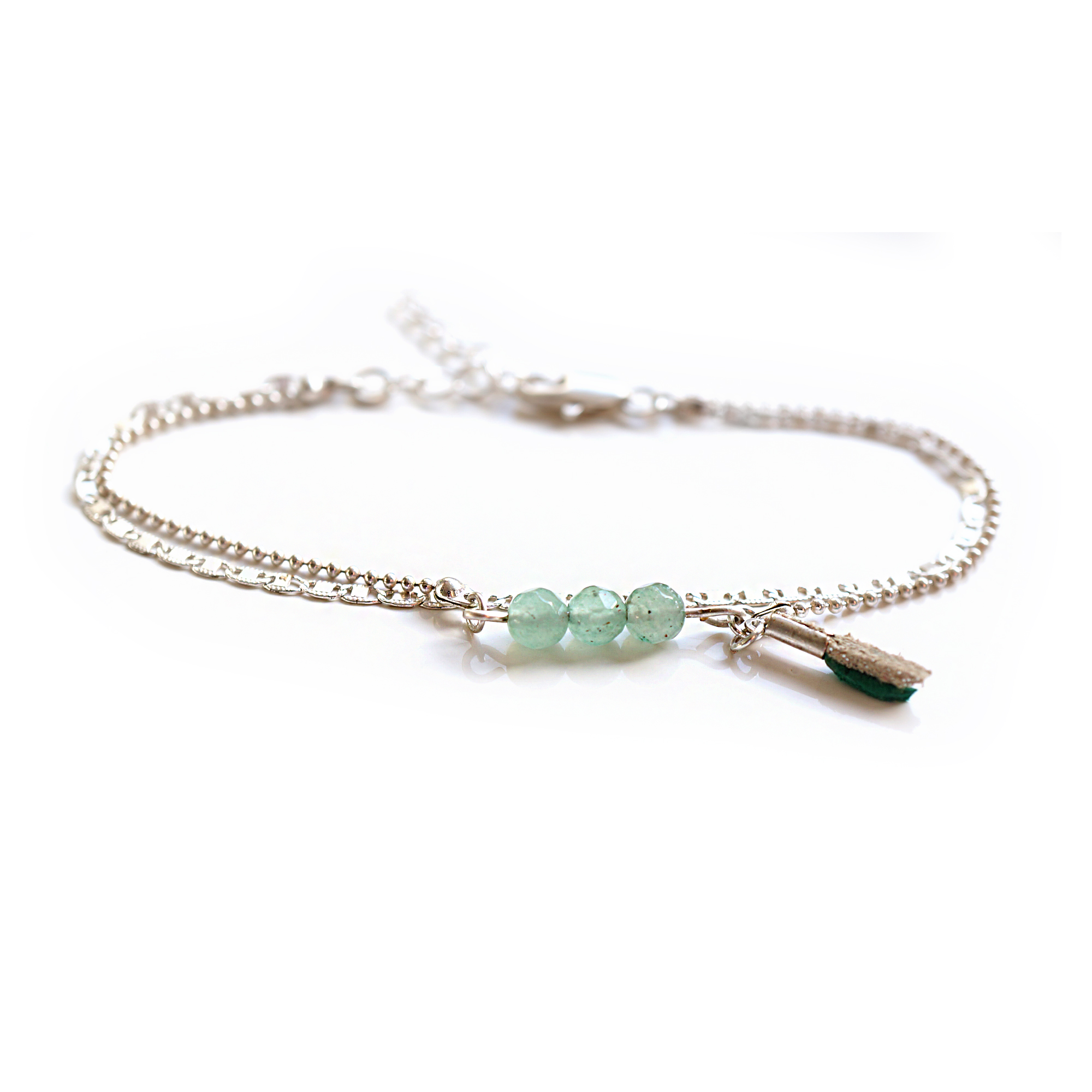 Bracelet bohème pierres fines Vert 2