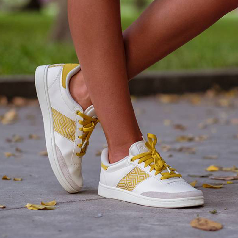 Basket rétro en cuir beige - N’go 7