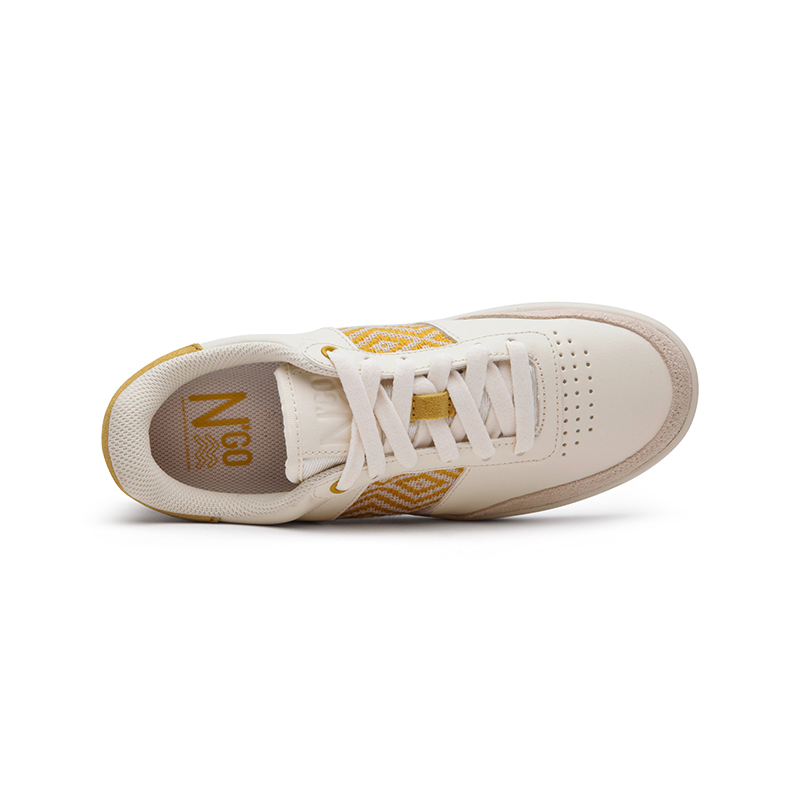 Basket rétro en cuir beige - N’go 5