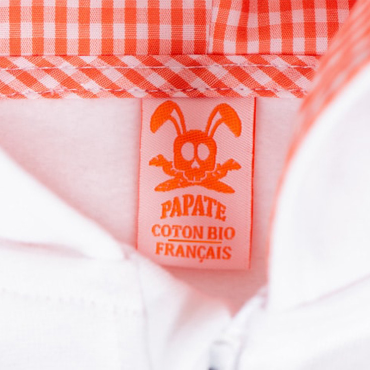 détail étiquette du Sweat enfants en coton bio Rhoen by Papate