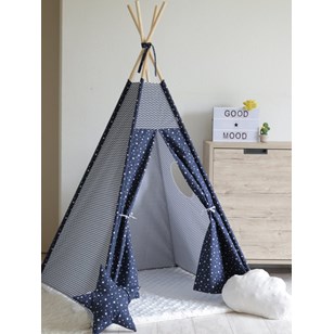 Tipi pour enfant - bleu marine étoile