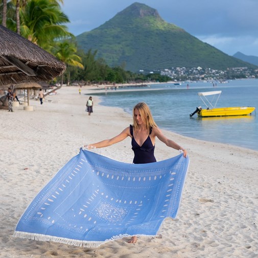 Drap de plage  à partir de coton recyclé et biologique - CÉLESTINE