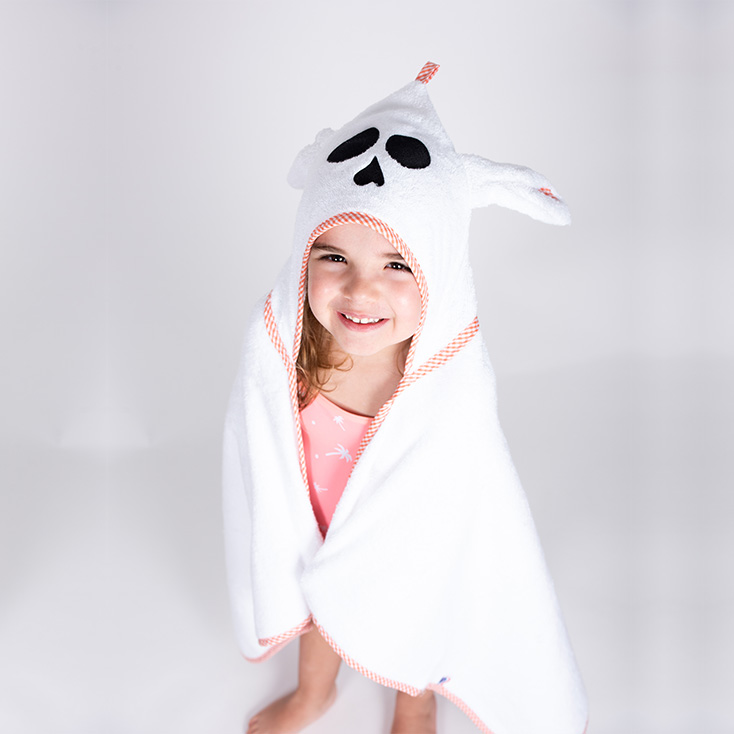 vue dessus cape de bain enfants en coton bio by Papate