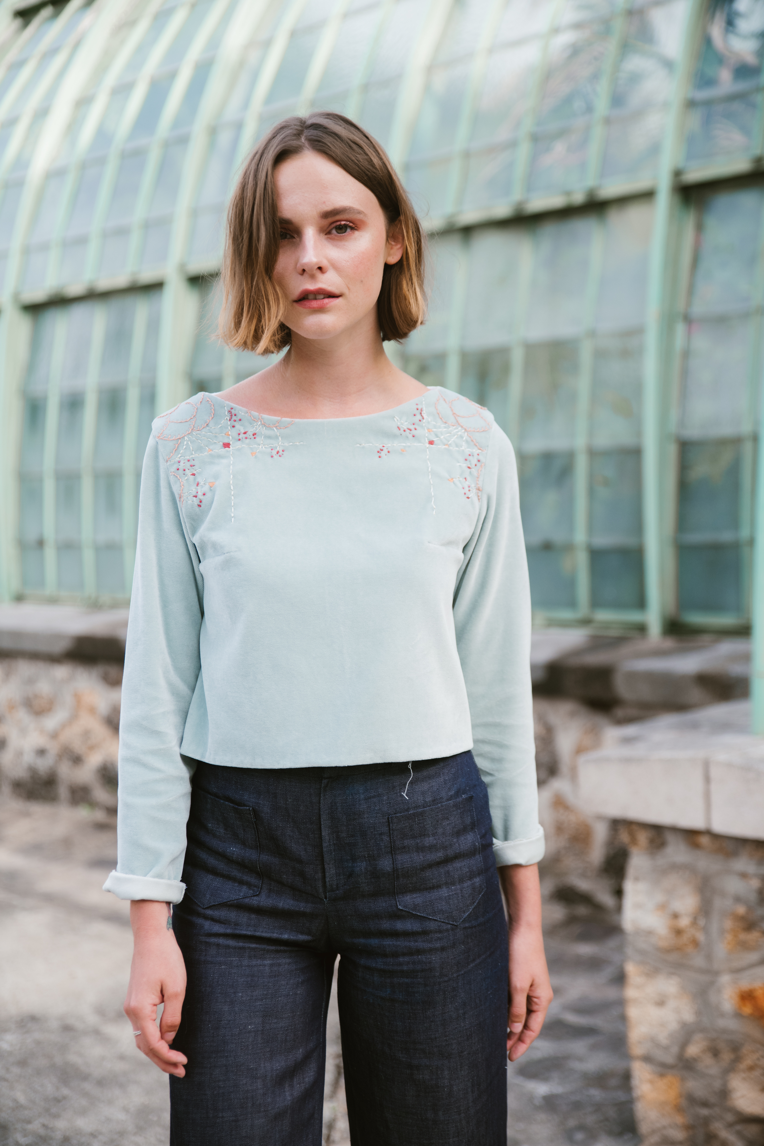 ALANA - Top brodé velours 2