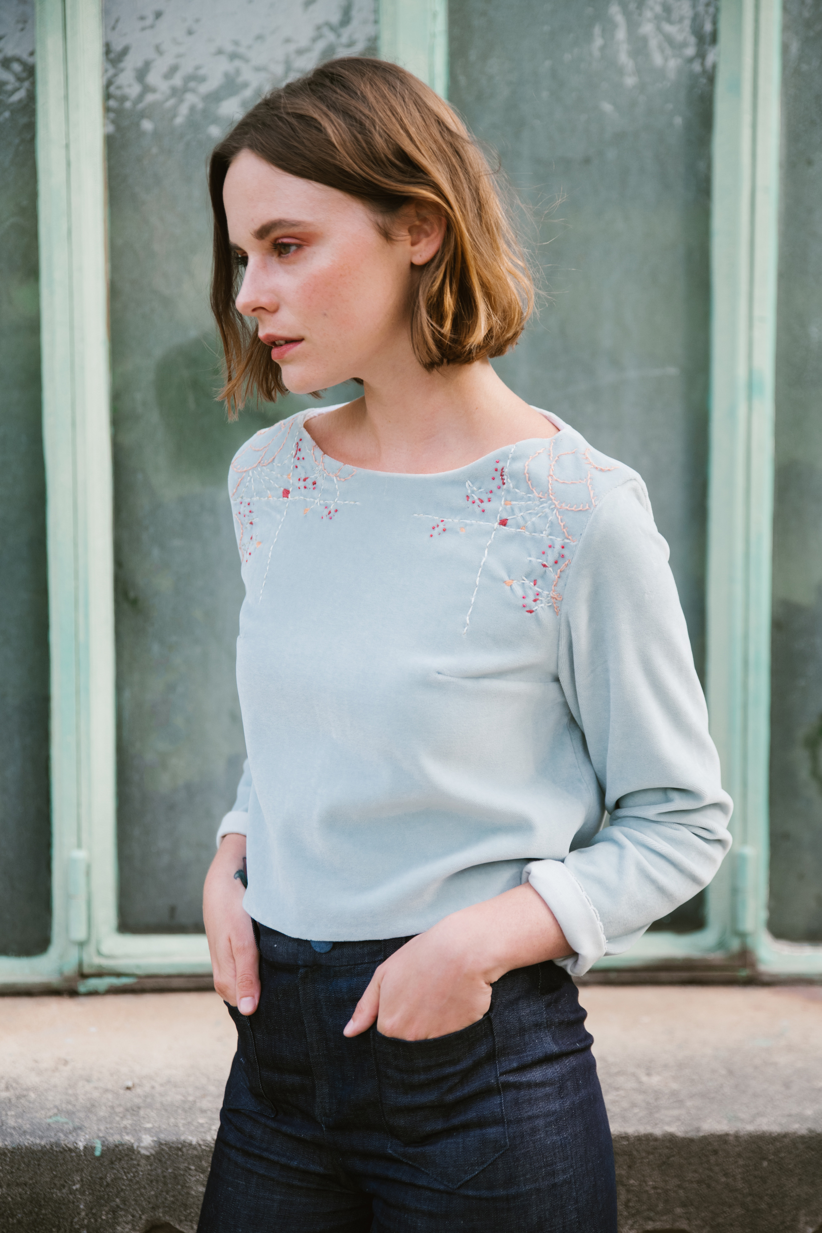 ALANA - Top brodé velours 4