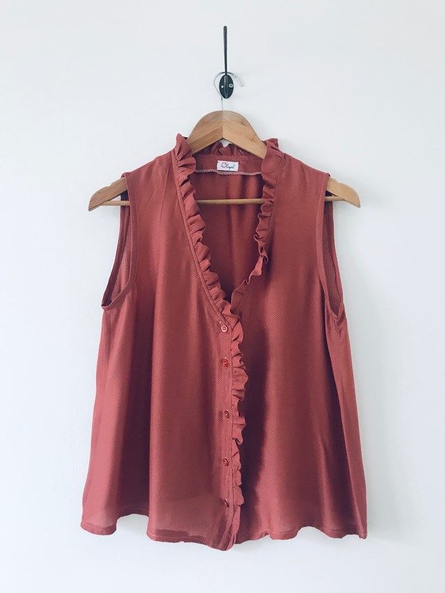 ALICE - Top sans manche en soie rose 2
