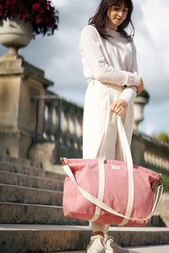 Sac weekend JEAN, avec bandoulière, rose blush, coton bio