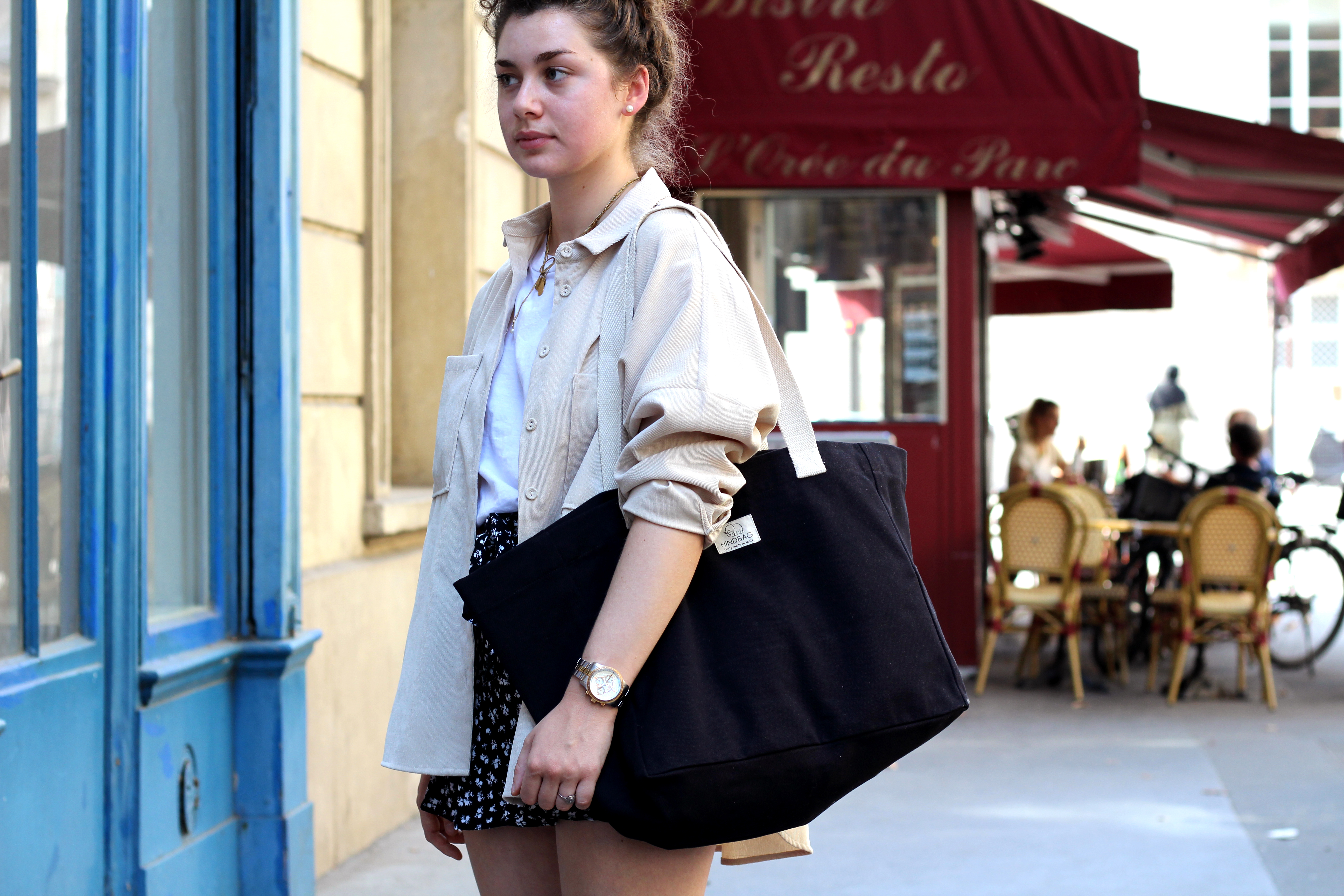 Sac cabas CLAUDE, noir, coton bio 3