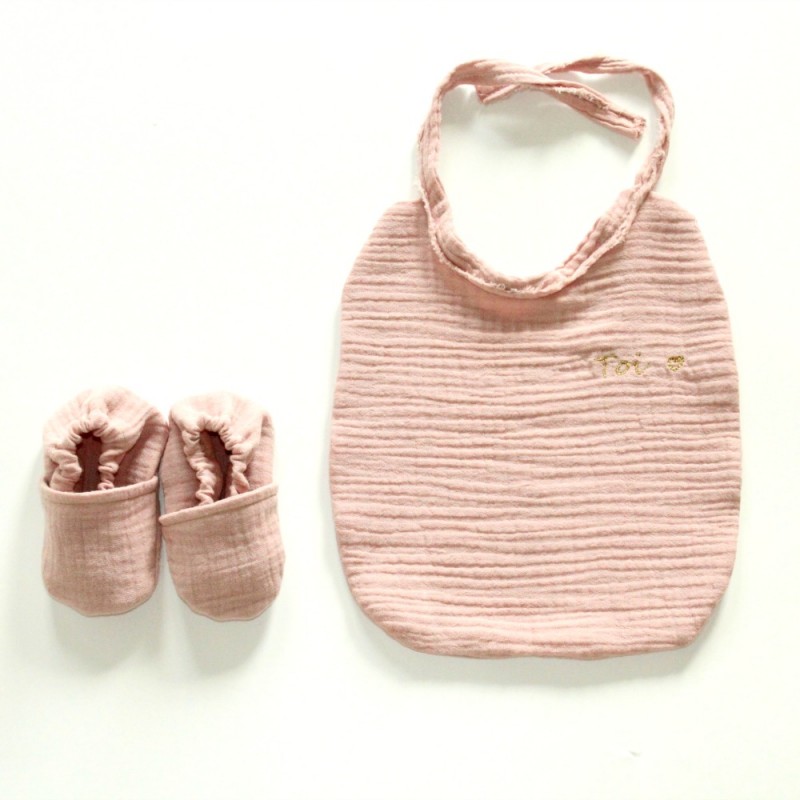 chaussons-souples-double-gaze-coton-vieux-rose