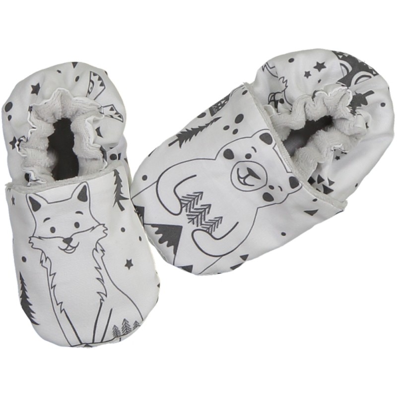 chaussons-souples-fox-bear-noir-blanc
