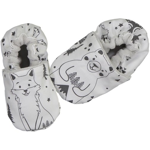 Chaussons souples - Fox and bear Noir et Blanc