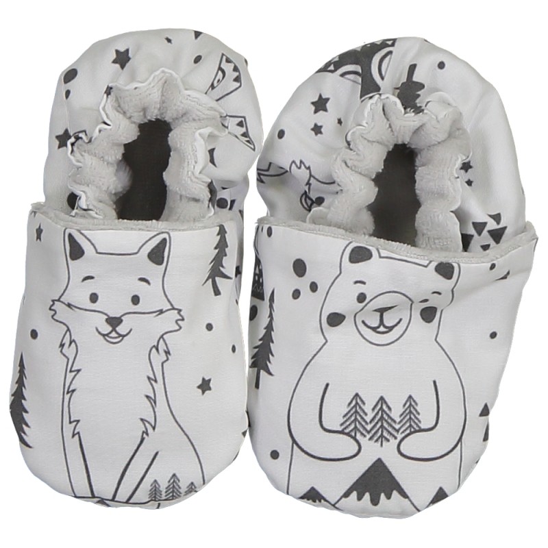 chaussons-souples-fox-bear-noir-blanc