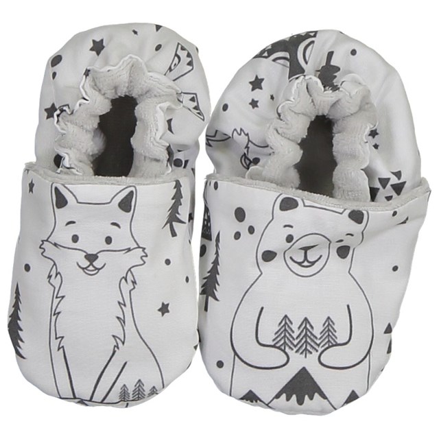 chaussons-souples-fox-bear-noir-blanc