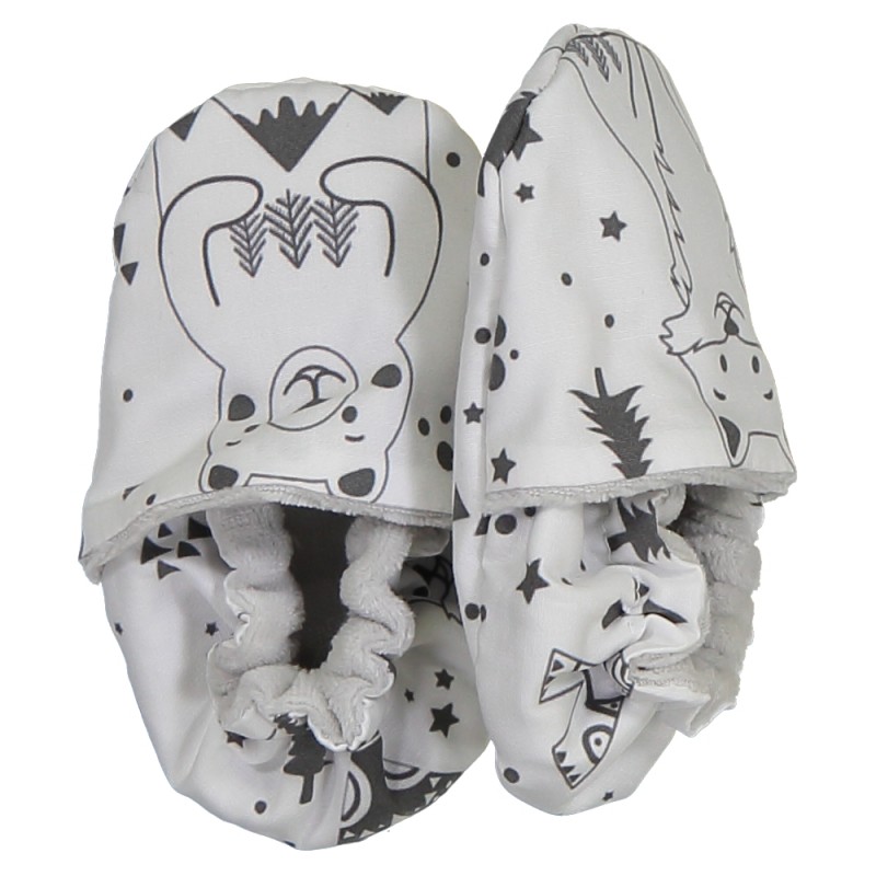 chaussons-souples-fox-bear-noir-blanc