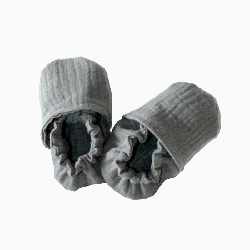 chaussons-souples-double-gaze-coton-gris-fonce