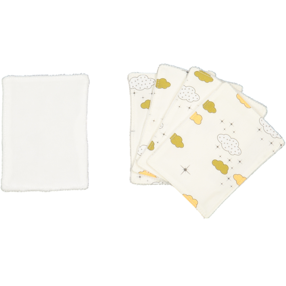Lot de 5 lingettes lavables - Nuages grèges 3