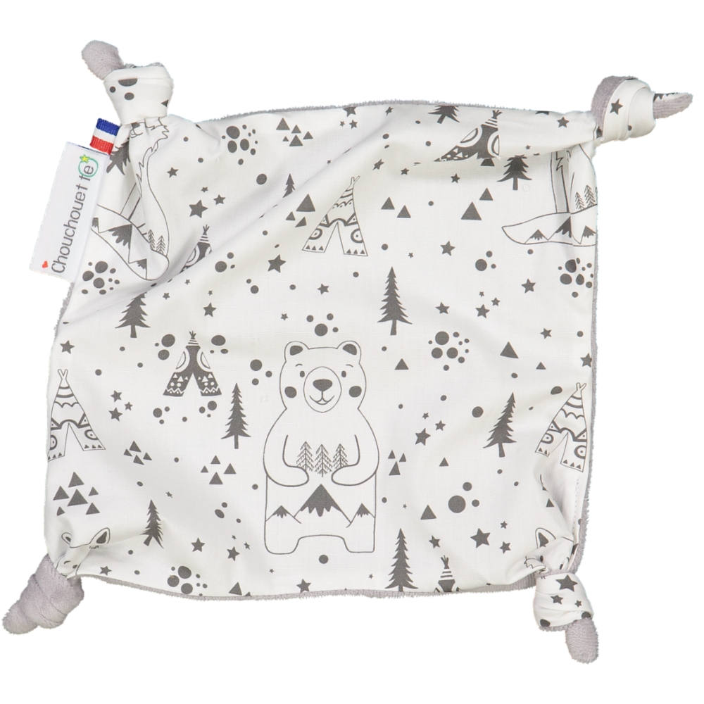 Doudou plat - Fox and Bear Noir et Blanc 2