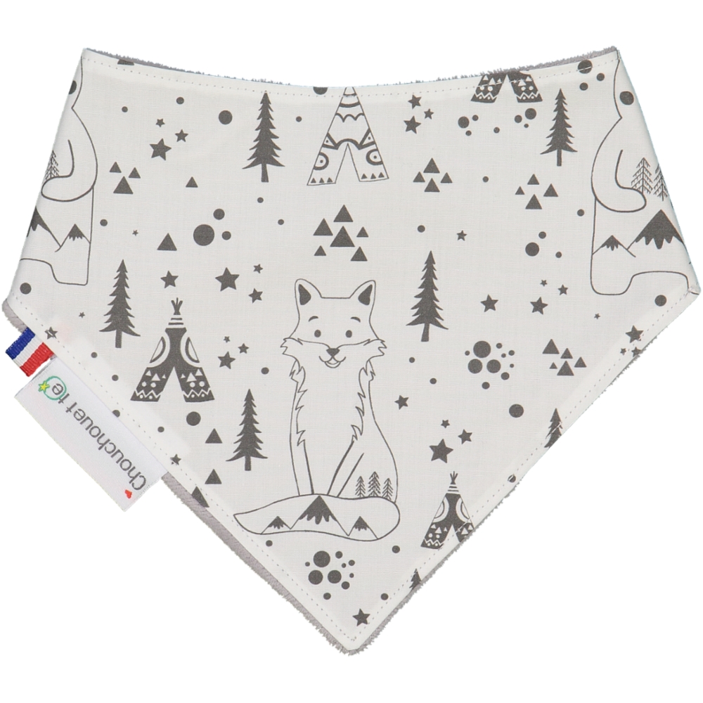 Bavoir bandana - Fox and Bear Noir et Blanc 2
