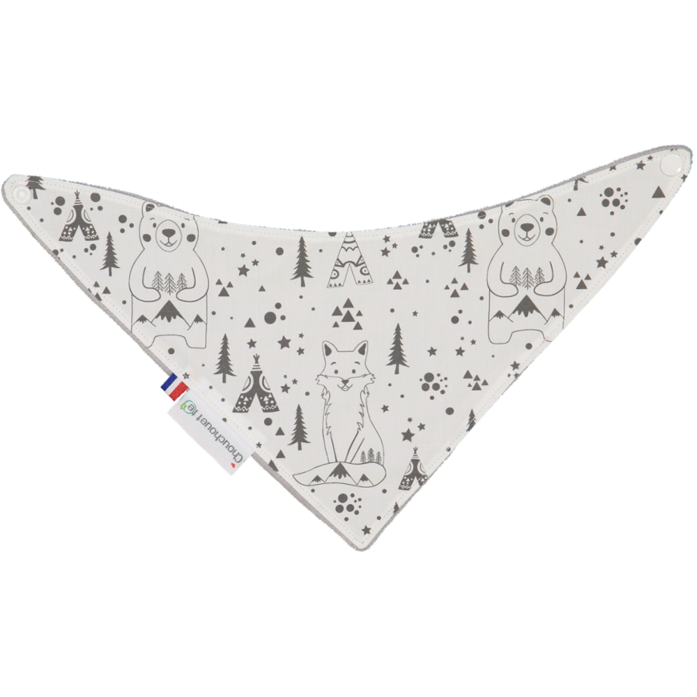 Bavoir bandana - Fox and Bear Noir et Blanc 3
