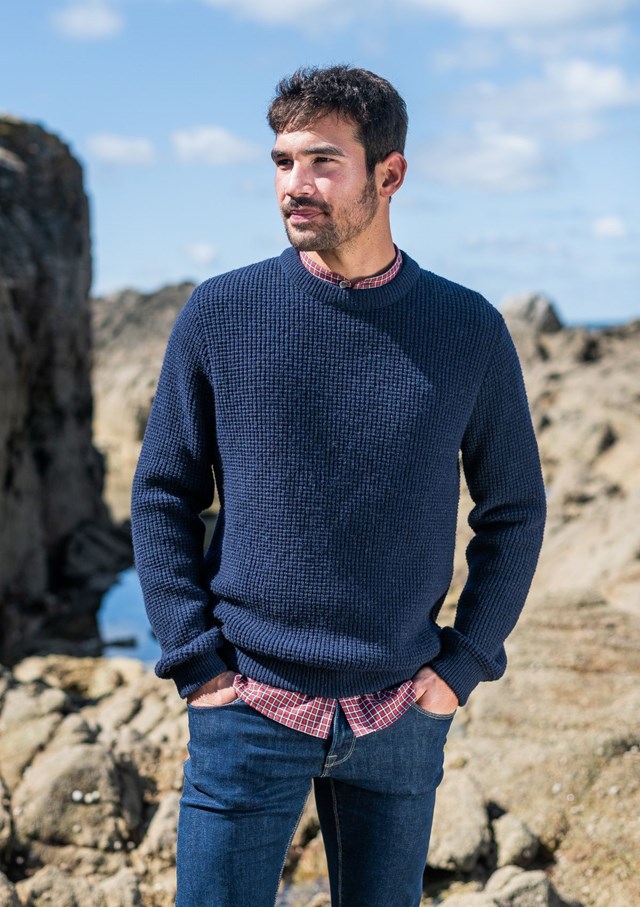 Pull ORIGINE - Fibres recyclées - Made in France - Marine 2
