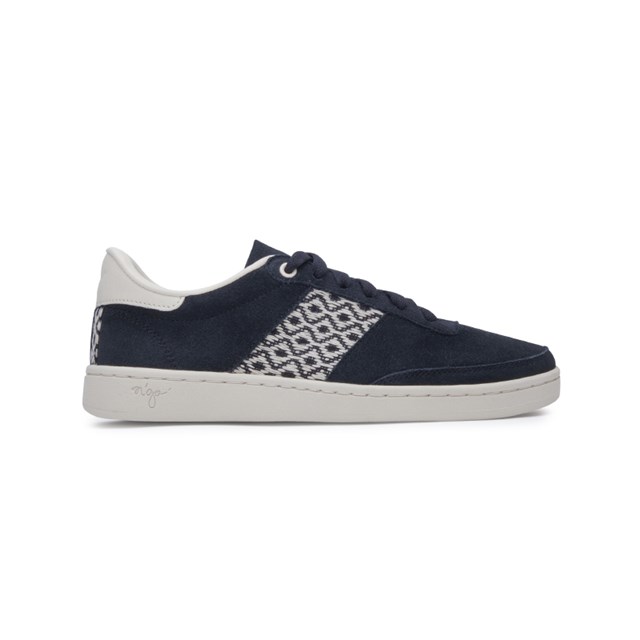 Sneakers en cuir daim noir et tissage crème réalisé à la main - Saigon Suede Black 2