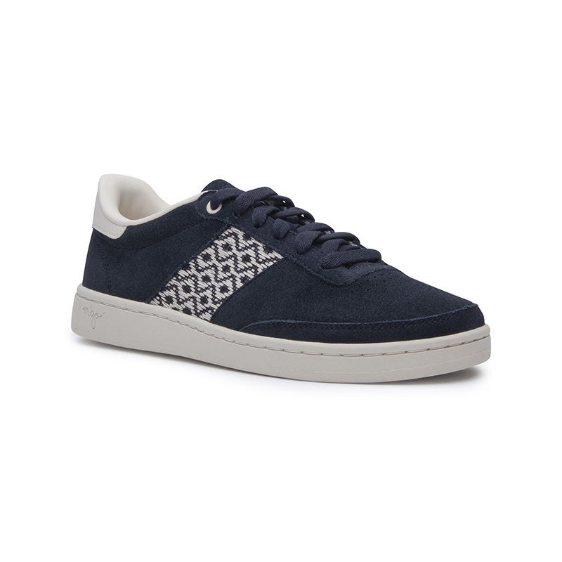 Sneakers en cuir daim noir et tissage crème réalisé à la main - Saigon Suede Black 3