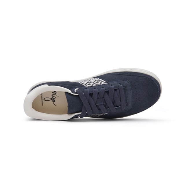 Sneakers en cuir daim noir et tissage crème réalisé à la main - Saigon Suede Black 5