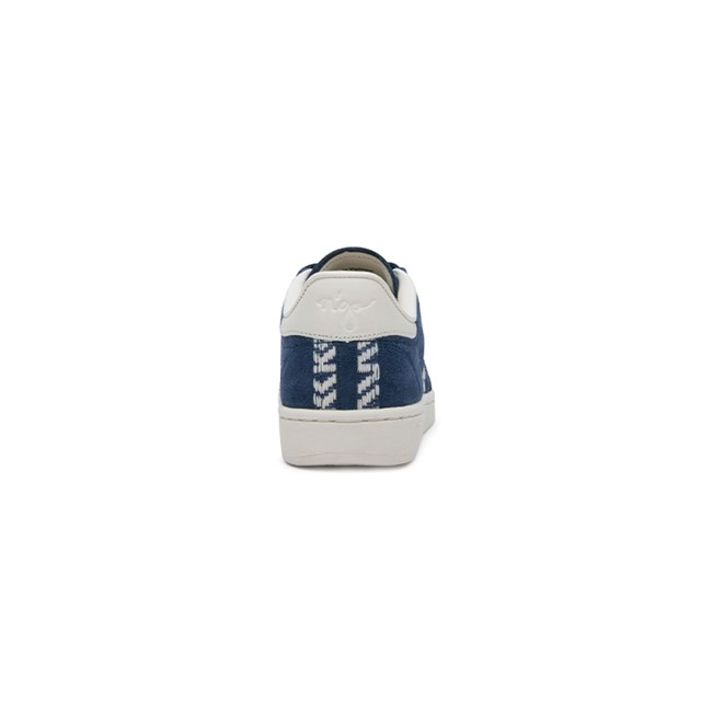 Sneakers en cuir daim bleu marine et tissage crème réalisé à la main - Saigon Suede Navy 4