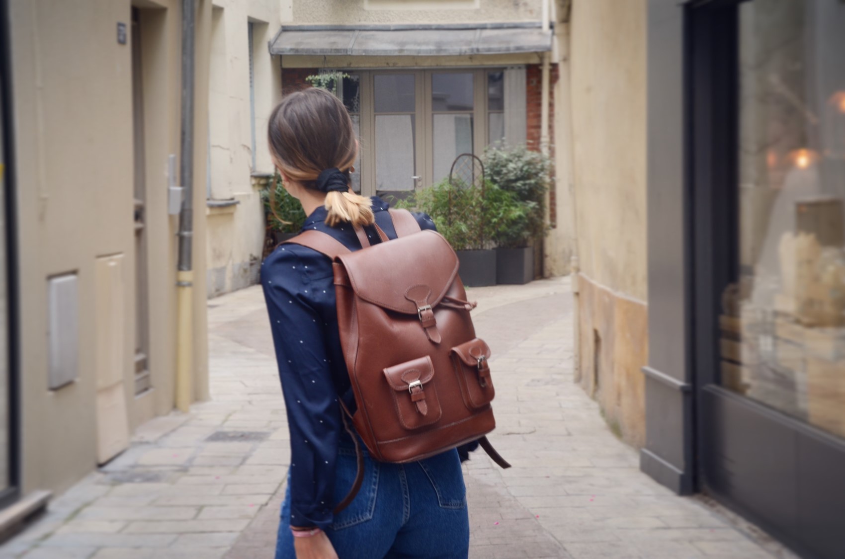 sac à dos en cuir vintage